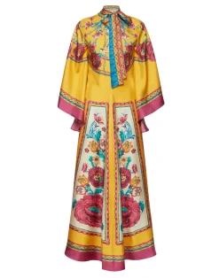 La DoubleJ Vestiti<Magnifico DressZodiac Plac&eacute;e Marigold in Silk Twill