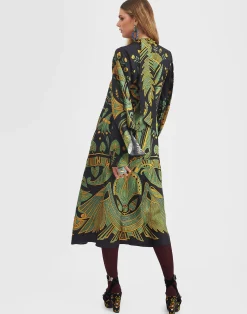 La DoubleJ Vestiti<Magnifico Midi DressThe Nile Plac&eacute;e Black in Silk Twill