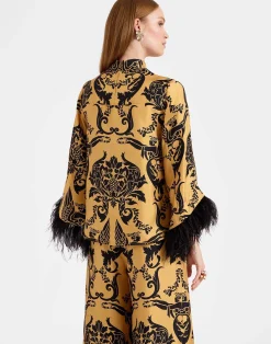 La DoubleJ Party Dressing<Make An Exit TopCherubs Gold in Silk Twill With Feathers