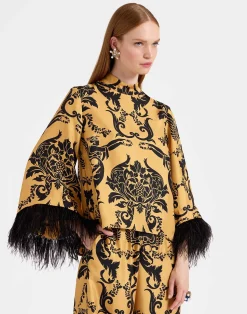 La DoubleJ Camicie E Top<Make An Exit TopCherubs Gold in Silk Twill With Feathers