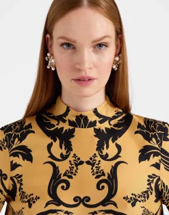 La DoubleJ Camicie E Top<Make An Exit TopCherubs Gold in Silk Twill With Feathers