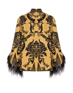 La DoubleJ Camicie E Top<Make An Exit TopCherubs Gold in Silk Twill With Feathers