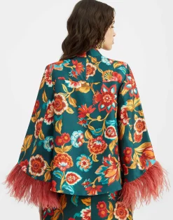 La DoubleJ Party Dressing<Make An Exit TopHottie Emerald in Silk Twill With Feathers