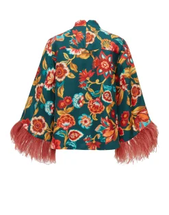 La DoubleJ Party Dressing<Make An Exit TopHottie Emerald in Silk Twill With Feathers