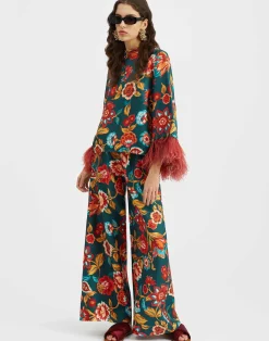 La DoubleJ Camicie E Top<Make An Exit TopHottie Emerald in Silk Twill With Feathers