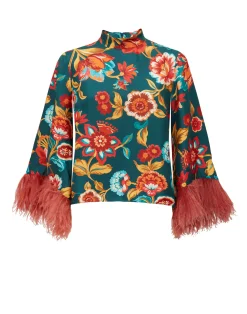 La DoubleJ Camicie E Top<Make An Exit TopHottie Emerald in Silk Twill With Feathers
