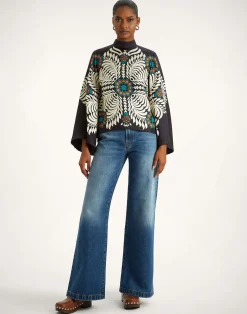 La DoubleJ Camicie E Top<Make An Exit TopMix Tiles Plac&eacute;e Black in Silk Twill