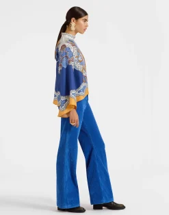 La DoubleJ Camicie E Top<Make An Exit TopPortal Plac&eacute;e Light Blue in Silk Twill
