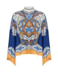 La DoubleJ Camicie E Top<Make An Exit TopPortal Plac&eacute;e Light Blue in Silk Twill
