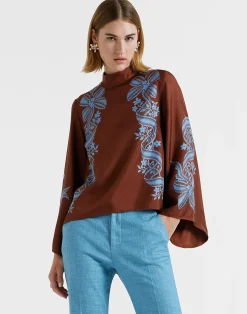 La DoubleJ Camicie E Top<Make An Exit TopSignoria Plac&eacute;e Brown in Silk Twill