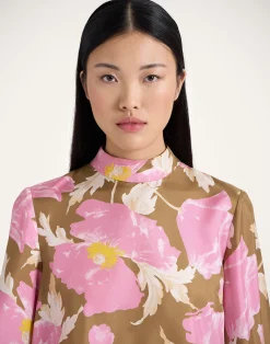 La DoubleJ Camicie E Top<Make An Exit TopSylph Khaki in Silk Twill With Feathers