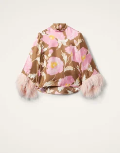 La DoubleJ Camicie E Top<Make An Exit TopSylph Khaki in Silk Twill With Feathers