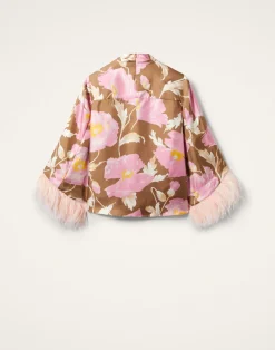 La DoubleJ Camicie E Top<Make An Exit TopSylph Khaki in Silk Twill With Feathers