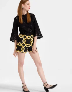 La DoubleJ Pantaloni E Shorts<Margarita ShortsTackle Black in Shot Cotton