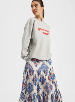 La DoubleJ Felpe E Magliette<“MATRIARCHY NOW!” Stand-up SweatshirtT.Unita Grigio in Cotton Felpa