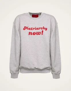 La DoubleJ Felpe E Magliette<“MATRIARCHY NOW!” Stand-up SweatshirtT.Unita Grigio in Cotton Felpa