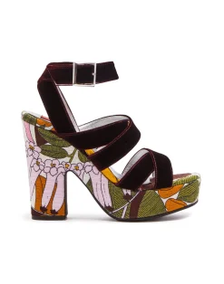 La DoubleJ Scarpe|Accessories<Medal WedgeBig Flower Rose in Shot Cotton