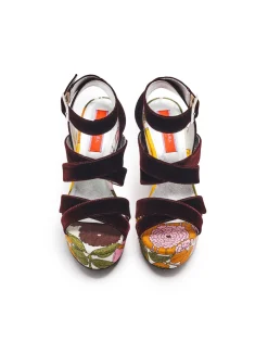 La DoubleJ Scarpe|Accessories<Medal WedgeBig Flower Rose in Shot Cotton