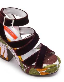 La DoubleJ Scarpe|Accessories<Medal WedgeBig Flower Rose in Shot Cotton
