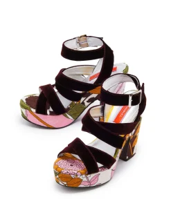 La DoubleJ Scarpe|Accessories<Medal WedgeBig Flower Rose in Shot Cotton