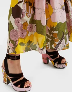 La DoubleJ Scarpe|Accessories<Medal WedgeBig Flower Rose in Shot Cotton