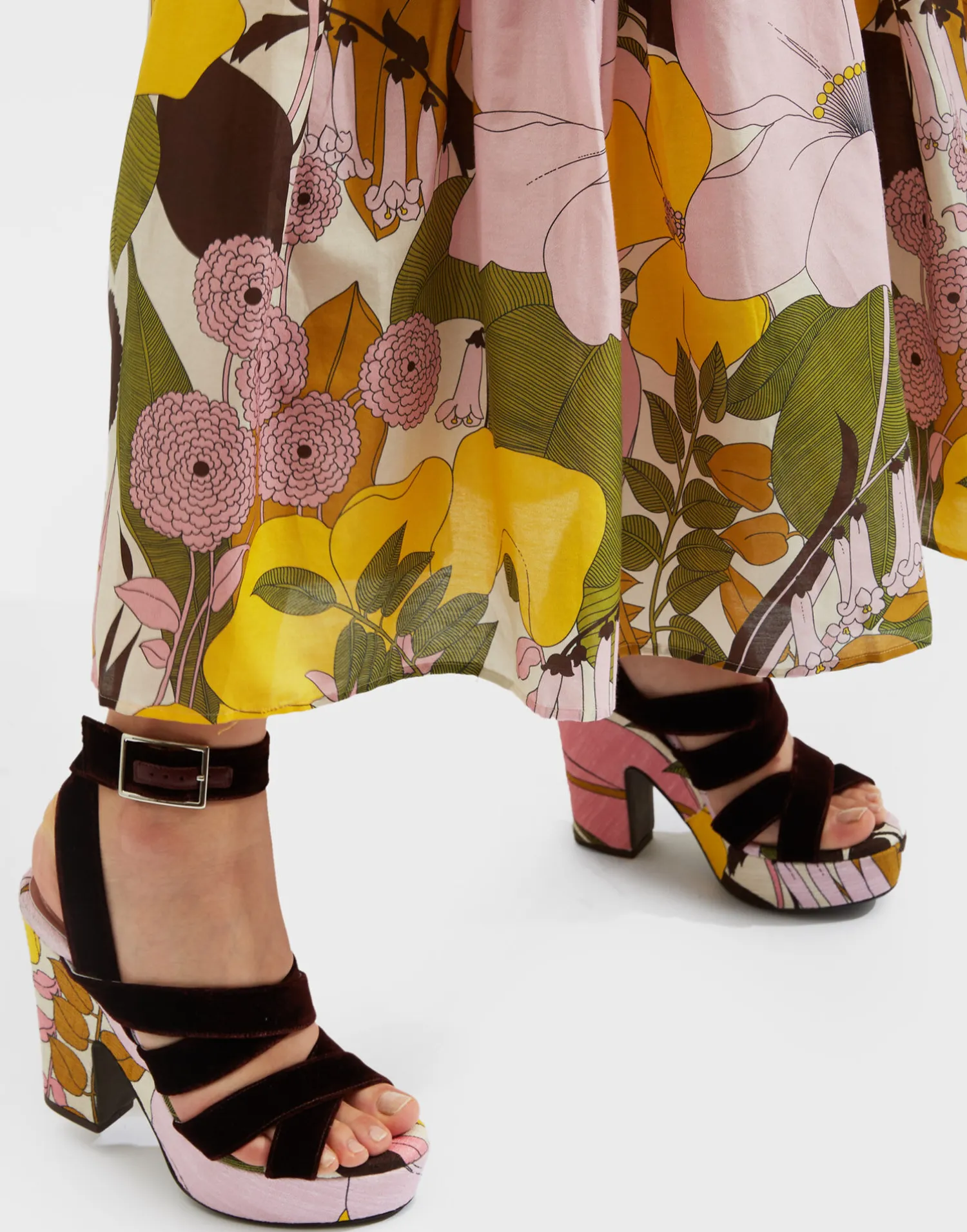 La DoubleJ Scarpe|Accessories<Medal WedgeBig Flower Rose in Shot Cotton