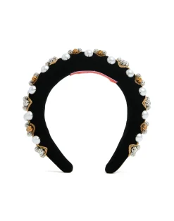 La DoubleJ Accessori Per Capelli|Accessories<Medici HeadbandSolid Gold in Velvet Embroidered