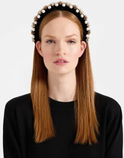 La DoubleJ Accessori Per Capelli|Accessories<Medici HeadbandSolid Gold in Velvet Embroidered