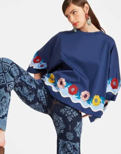 La DoubleJ Loungewear<Meditation PonchoWhitsun Plac&eacute;e Blue in Jersey Interlock