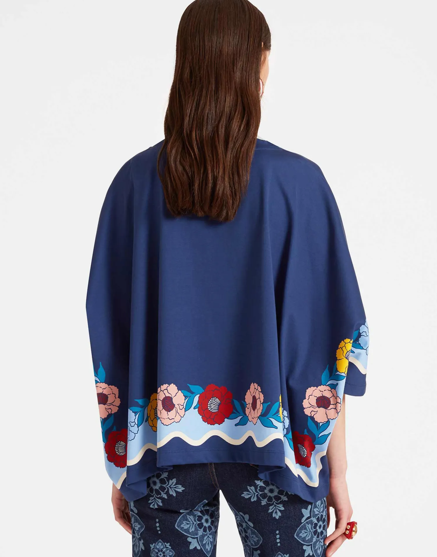 La DoubleJ Loungewear<Meditation PonchoWhitsun Placée Blue in Jersey Interlock