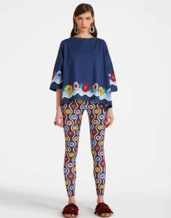 La DoubleJ Loungewear<Meditation PonchoWhitsun Placée Blue in Jersey Interlock