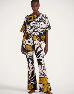 La DoubleJ Loungewear<Meditation TeeMarea Black & White in Stretch Fleece