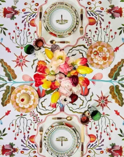 La DoubleJ Tovaglie|Tessili<Medium TableclothWhite Turning Tulips in Linen