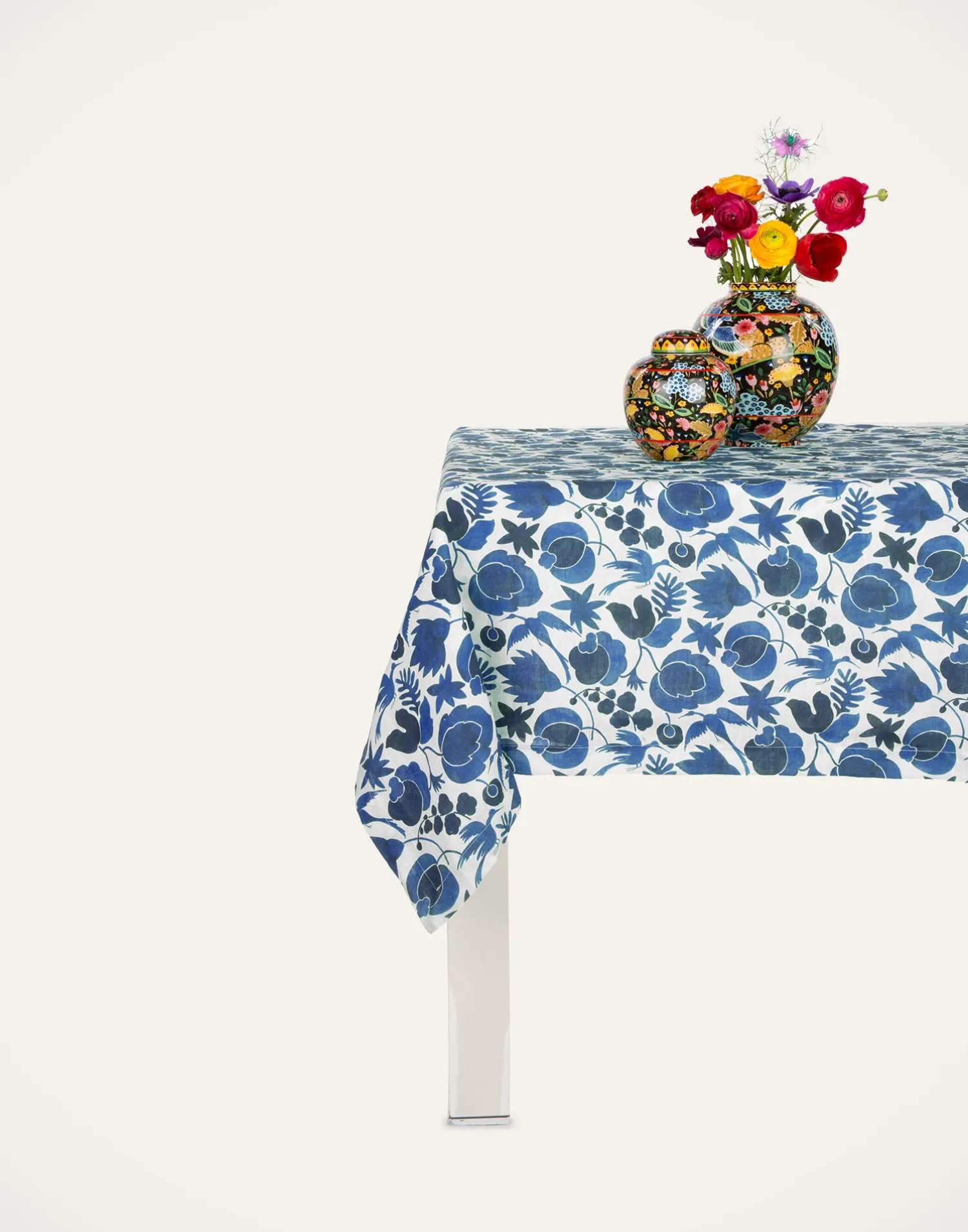 La DoubleJ Tovaglie|Tessili<Medium TableclothWildbird Blu in Linen