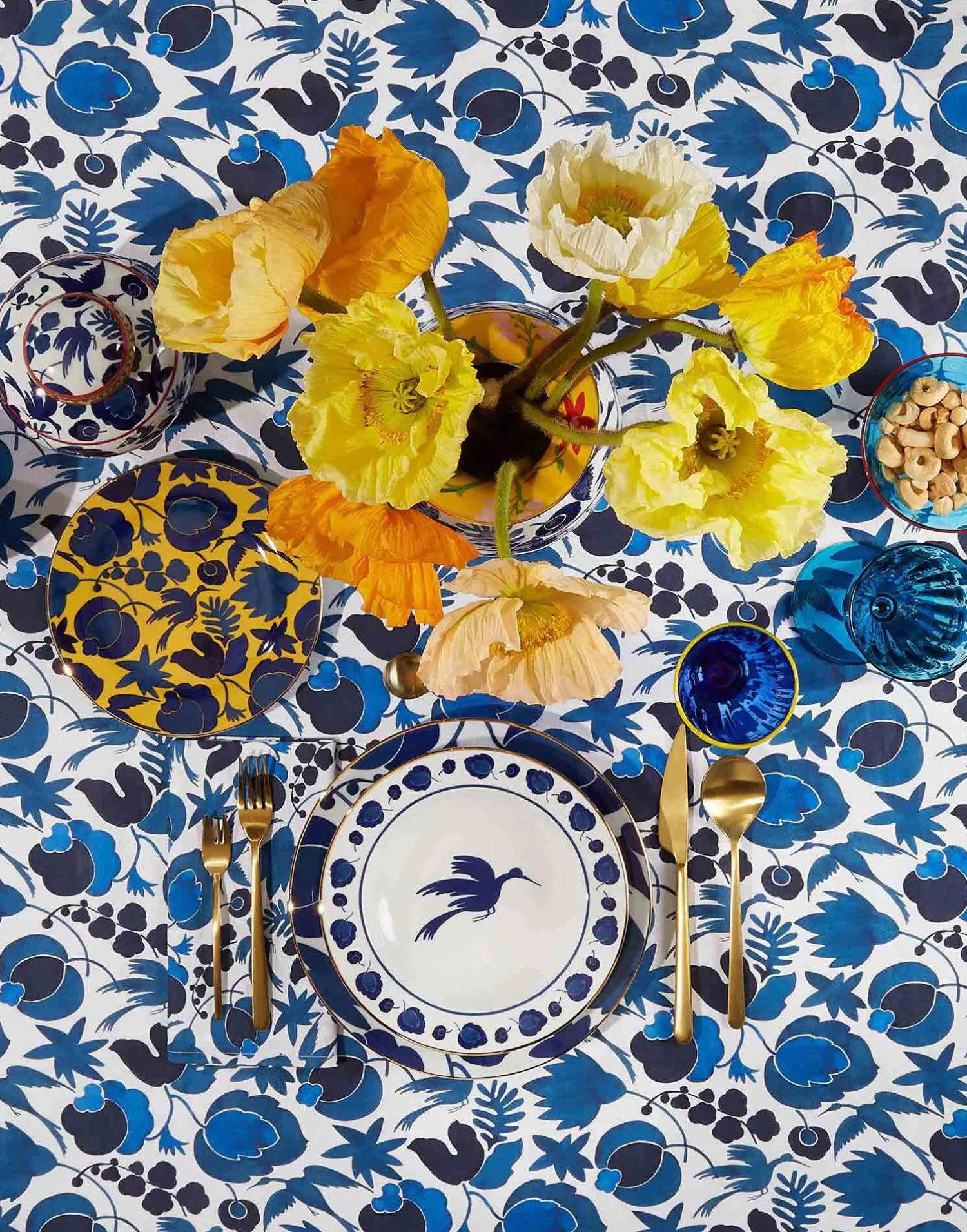 La DoubleJ Tovaglie|Tessili<Medium TableclothWildbird Blu in Linen