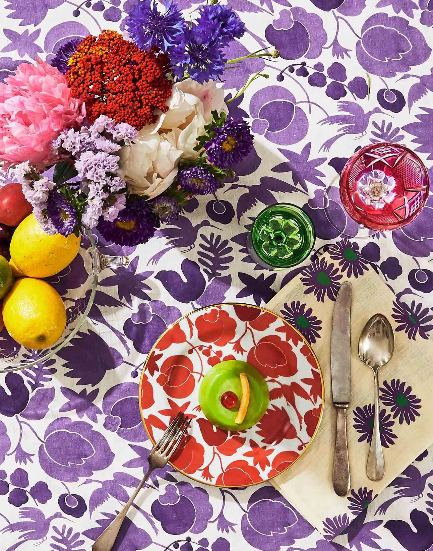 La DoubleJ Tovaglie|Tessili<Medium TableclothWildbird Viola in Linen