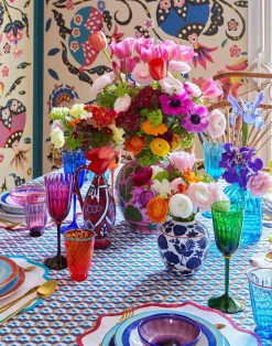 La DoubleJ Tovaglie|Tessili<Medium Tablecloth (180x280)Cubi Blu in Linen