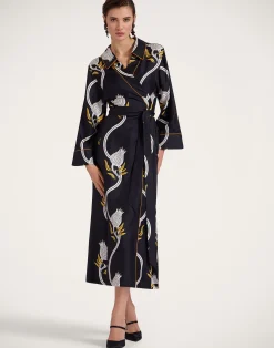 La DoubleJ Vestiti<Midnight DressMelograno Black & White in Silk Twill