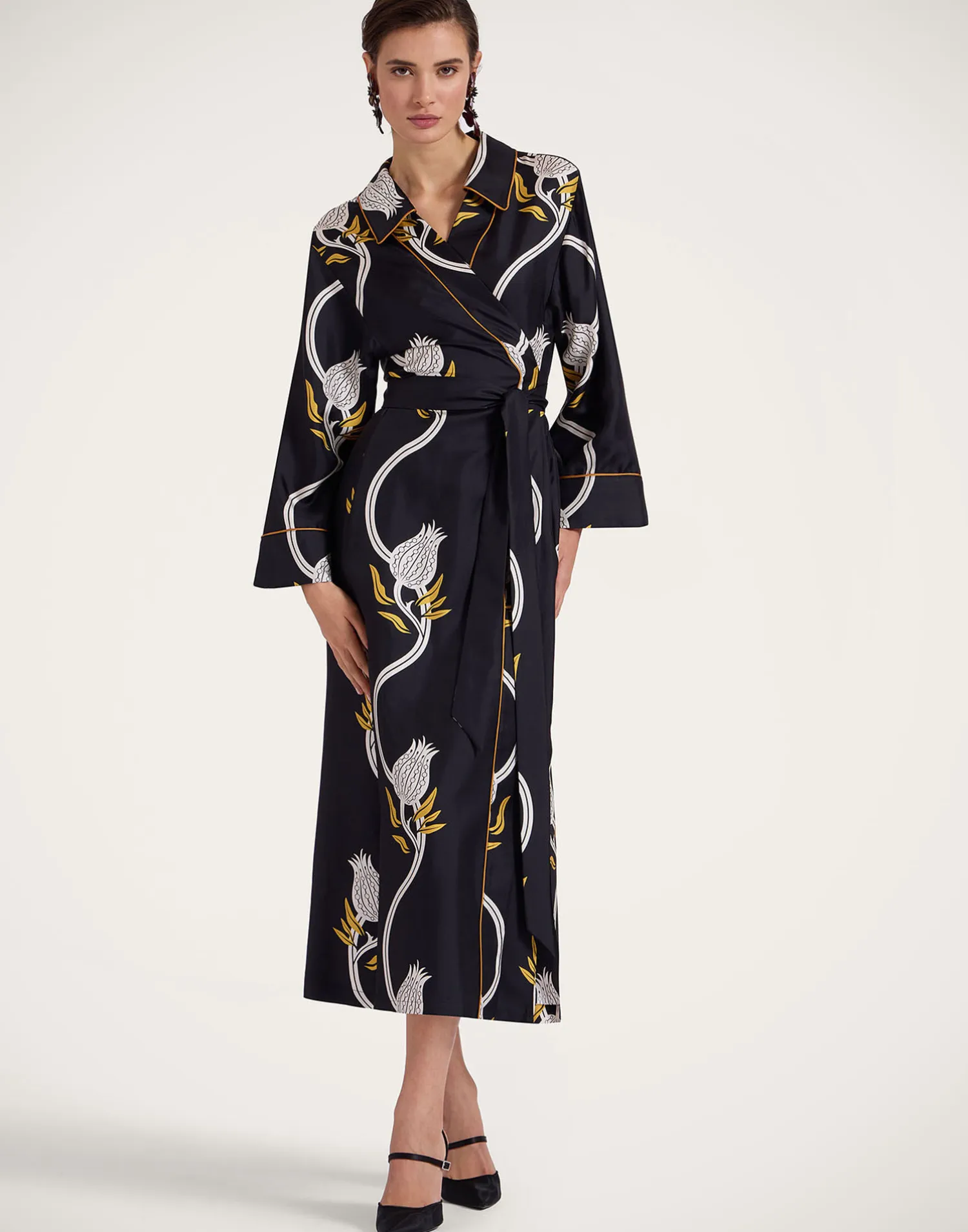 La DoubleJ Vestiti<Midnight DressMelograno Black & White in Silk Twill