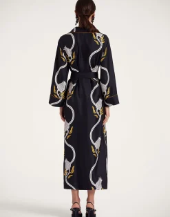 La DoubleJ Vestiti<Midnight DressMelograno Black & White in Silk Twill