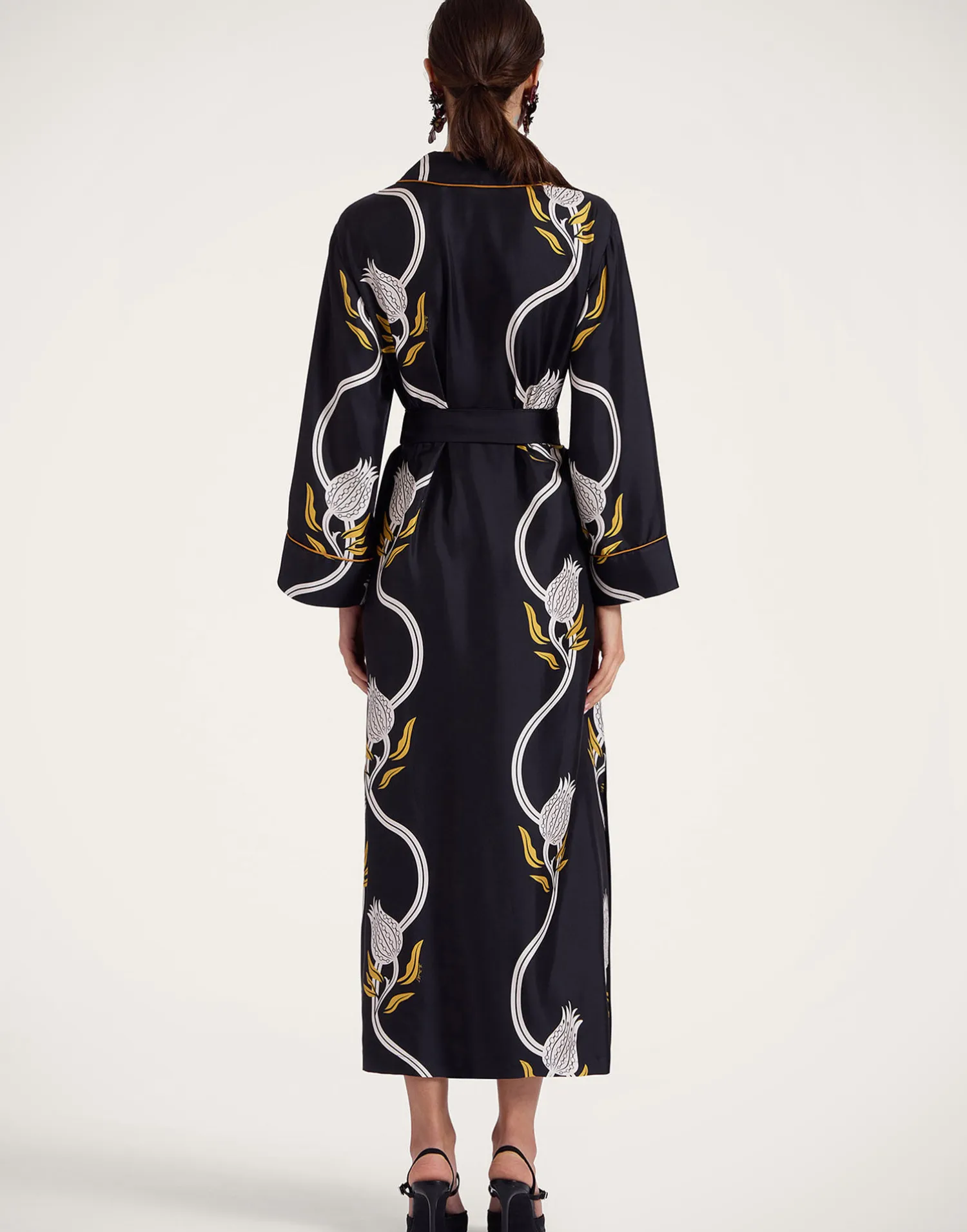 La DoubleJ Vestiti<Midnight DressMelograno Black & White in Silk Twill