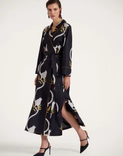 La DoubleJ Vestiti<Midnight DressMelograno Black & White in Silk Twill
