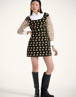 La DoubleJ Vestiti<Mini Arabesque DressMayfair Black in Cotton Velvet