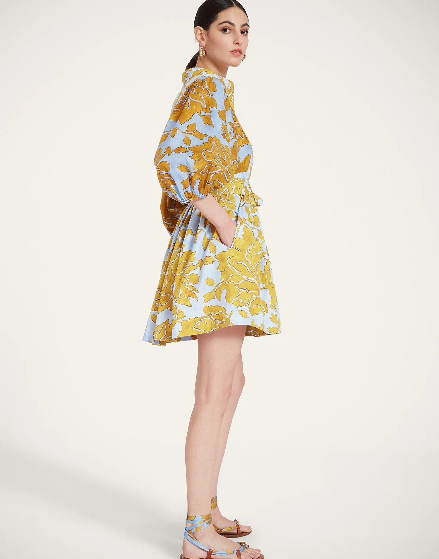 La DoubleJ Vestiti<Mini Portofino DressTangle Light Blue in Summer Poplin