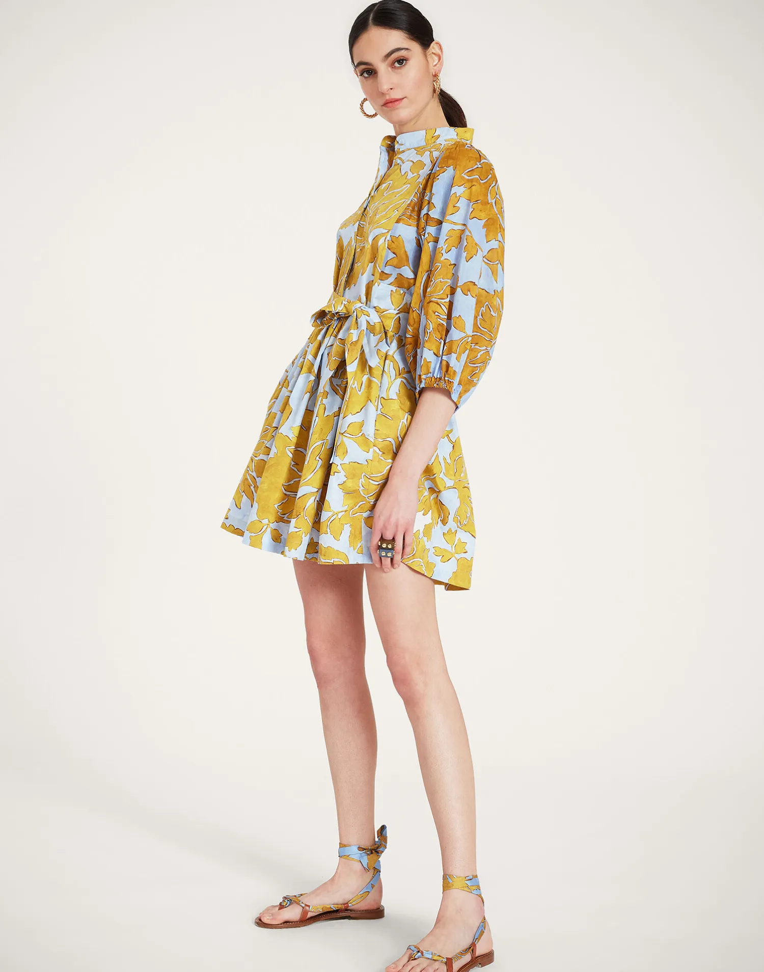 La DoubleJ Vestiti<Mini Portofino DressTangle Light Blue in Summer Poplin