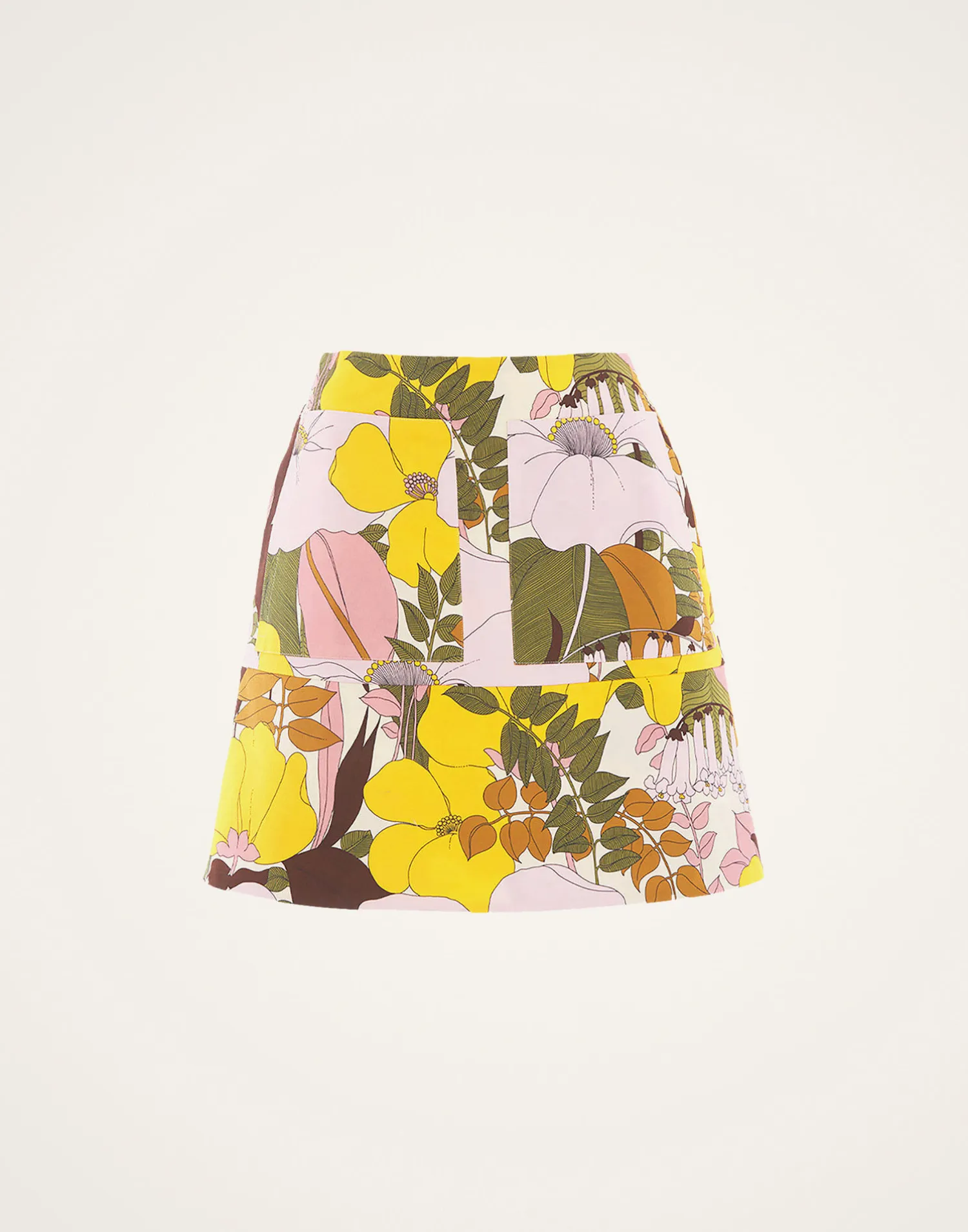 La DoubleJ Gonne<Mini SkirtBig Flower Rose in Heavy Cotton Stretch