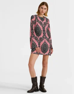 La DoubleJ Vestiti<Mini Supremes Swing DressOltrarno Pink in Sablé Satin