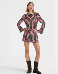 La DoubleJ Vestiti<Mini Supremes Swing DressOltrarno Pink in Sabl&eacute; Satin