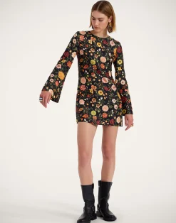 La DoubleJ Vestiti<Mini Supreme Swing DressBotticelli Black in Silk Twill