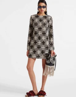 La DoubleJ Vestiti<Mini Supreme Swing DressMini Tiles Black in Macramé